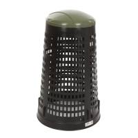 Affaldsstativ, V-Part, sort, plast, 110 l, med grønt låg og sækkeholder