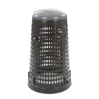 Affaldsstativ, V-Part, sort, plast, 110 l, med lysegråt låg og sækkeholder