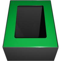 Topindsats, V-Part, grøn, pulverlakeret stål, åbent indkast, til modulopbygget affaldsspand