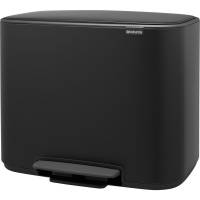 Pedalspand, Brabantia Bo, sort mat, st&aring;l, 3-rums, 3x11 l, plast inderspande