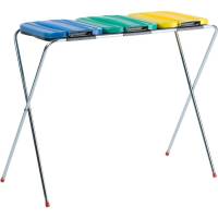 Affaldsstativ, V-Part, flerfarvet, rustfrit stål, 3-rums, 3x100 l, med blåt