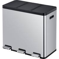 Pedalspand, EKO Essential, stål mat, 3-rums, 3x20 l, med plastik inderspand, soft close låg, fing...