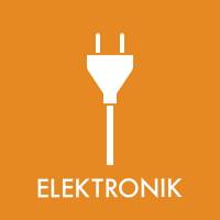 Piktogram, 12x12cm, orange, folie, til elektronik