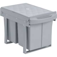 Affaldsspand, V-Part, grå, plast/stål, 2-rums, 2x8 l, med udtræksfunktion