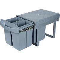 Affaldsspand, V-Part, grå, plast/stål, 4-rums, 4x8 l, med udtræksfunktion