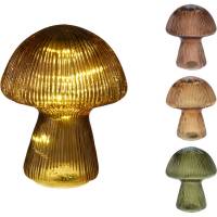 LED lampe, Mushroom, 16,5x20,5cm, glas, assorteret