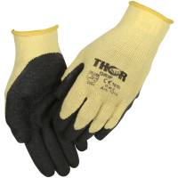 Fingerdyppet latexhandske, THOR Grip, 9, gul, polyester/latex,