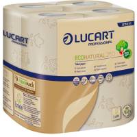 Toiletpapir, Lucart T3 Natural, 2-lags, 27,5m x 9,6cm , Ø10,3cm, ubleget