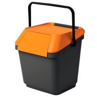 Affaldsspand, EasyMax, grå, plast, 35 l, med orange låg