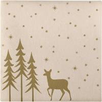 Middagsserviet, Golden Winter, 3-lags, 1/4 fold, 40x40cm, beige