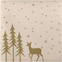 Frokostserviet, Golden Winter, 3-lags, 1/4 fold, 33x33cm, beige