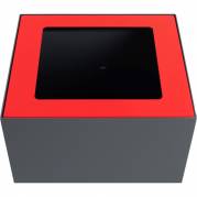 Topindsats, V-Part, rød, pulverlakeret stål, åbent indkast, til modulopbygget affaldsspand