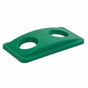 Låg, Rubbermaid Slim Jim, grøn, PE, med 2 huller, til kildesortering af flasker