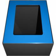 Topindsats, V-Part, blå, pulverlakeret stål, åbent indkast, til modulopbygget affaldsspand