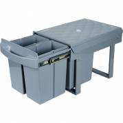Affaldsspand, V-Part, grå, plast/stål, 4-rums, 4x8 l, med udtræksfunktion