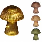 LED lampe, Mushroom, 11,8x14,6cm, glas, assorteret