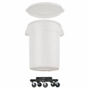 Affaldsspand, Rubbermaid Brute, hvid, plast, 76 l, med hjul og låg