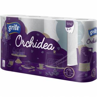 Køkkenrulle, pakke med 4 ruller Grite, 3-lags, 13,86m x 22,4cm, hvid