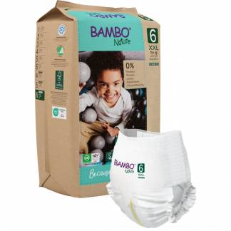 Børneble, bukseble, miljømærket, Bambo Nature Pants, 6, papirspose, paper bag