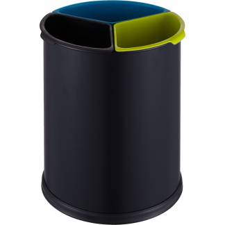 Papirkurv, V-Part, sort, stål, 3-rums, 3x3,5 l