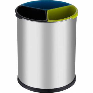 Papirkurv, V-Part, stål mat, stål, 3-rums, 3x3,5 l