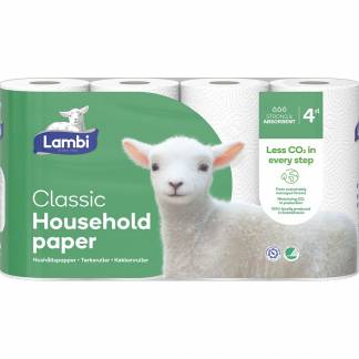 Køkkenrulle, Lambi, 2-lags, 12,33m x 22cm, Ø11,2cm, hvid