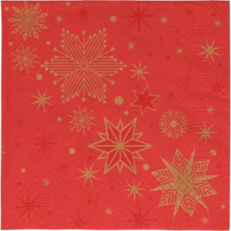 Frokostserviet, Duni, Stargazing Red, 3-lags, 1/4 fold, 33x33cm, flerfarvet
