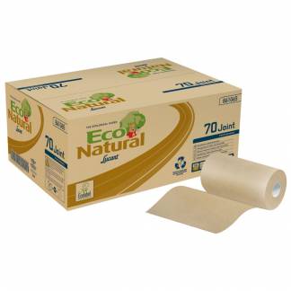 H&aring;ndkl&aelig;derulle, Lucart T3 Natural, 2-lags, Mini, 70m x 22,8cm, &Oslash;13cm, ubleget, genanvendt papir