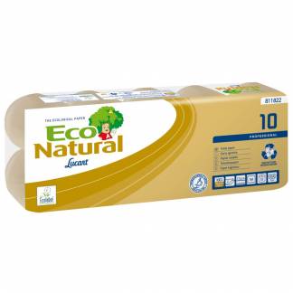 Toiletpapir, Lucart T3 Natural, 2-lags, 22m x 9,6cm, Ø10cm, ubleget