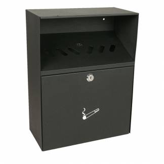 Askebæger, V-Part, sort, pulverlakeret stål, med metal inderspand, inkl. nøgle