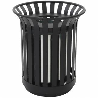 Udendørs affaldsspand, V-Part, sort, stål, 69 l, inderspand i metal, ilddæmpende, til udendørs og...