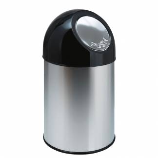 Affaldsspand, V-Part, gr&aring;, metal/plast, 30 l, med sort push l&aring;g, inderspand i metal