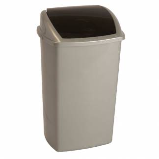 Affaldsspand, V-Part, grå, plast, 50 l, med sort sving låg