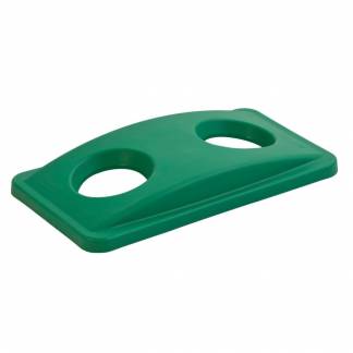 Låg, Rubbermaid Slim Jim, grøn, PE, med 2 huller, til kildesortering af flasker