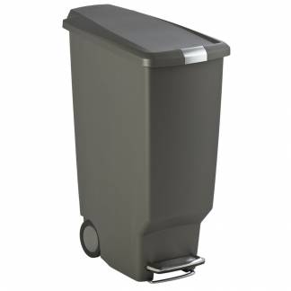 Pedalspand, Simplehuman, gr&aring;, plast, 40 l, med bred pedal, soft close l&aring;g