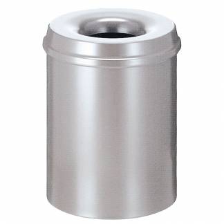 Brandh&aelig;mmende affaldsspand, V-Part, s&oslash;lv, pulverlakeret st&aring;l, 15 l