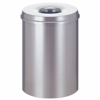 Brandh&aelig;mmende affaldsspand, V-Part, s&oslash;lv, pulverlakeret st&aring;l, 30 l