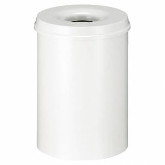 Brandh&aelig;mmende affaldsspand, V-Part, hvid, pulverlakeret st&aring;l, 30 l