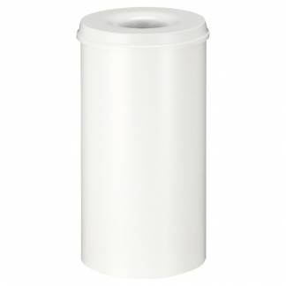 Brandh&aelig;mmende affaldsspand, V-Part, hvid, pulverlakeret st&aring;l, 50 l