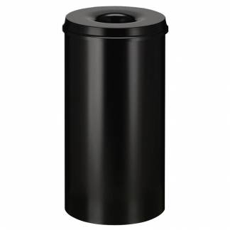 Brandhæmmende affaldsspand, V-Part, sort, pulverlakeret stål, 50 l