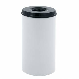 Brandhæmmende affaldsspand, V-Part, alu, pulverlakeret stål, 110 l, med sort låg