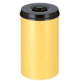 Brandh&aelig;mmende affaldsspand, V-Part, gul, metal, 50 l, med sort l&aring;g