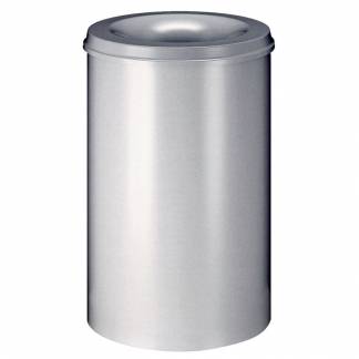 Brandh&aelig;mmende affaldsspand, V-Part, s&oslash;lv, pulverlakeret st&aring;l, 110 l