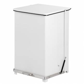 Pedalspand, V-Part, hvid, pulverlakeret stål/rustfrit stål, 152 l, med sækkeholder og soft close ...