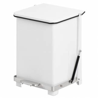 Pedalspand, V-Part, hvid, pulverlakeret stål/rustfrit stål, 27 l, med sækkeholder og soft close l...