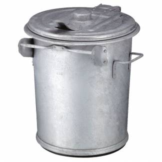 Affaldsspand, V-Part, grå, galvaniseret stål, 70 l, ilddæmpende, udendørs