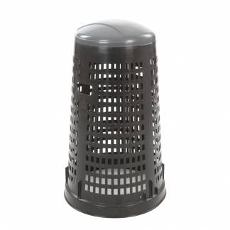 Affaldsstativ, V-Part, sort, plast, 110 l, med lysegråt låg og sækkeholder