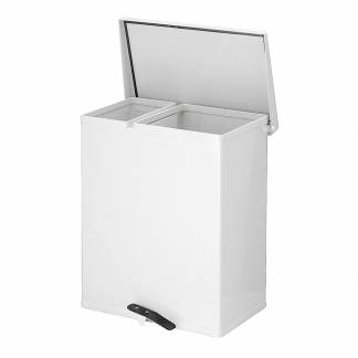 Pedalspand, V-Part, hvid, pulverlakeret aluminium, 2-rums, 25+55 l, ildd&aelig;mpende