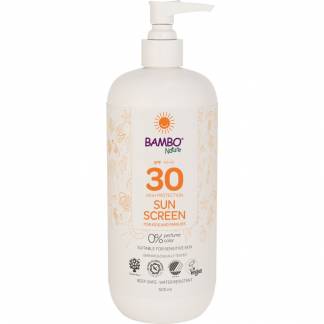 Sollotion, Bambo Nature, 500 ml, SPF 30, uden farve og parfume, 23% fedt