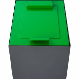 Låg, V-Part, grøn, pulverlakeret stål, soft close, til modulopbygget affaldsspand